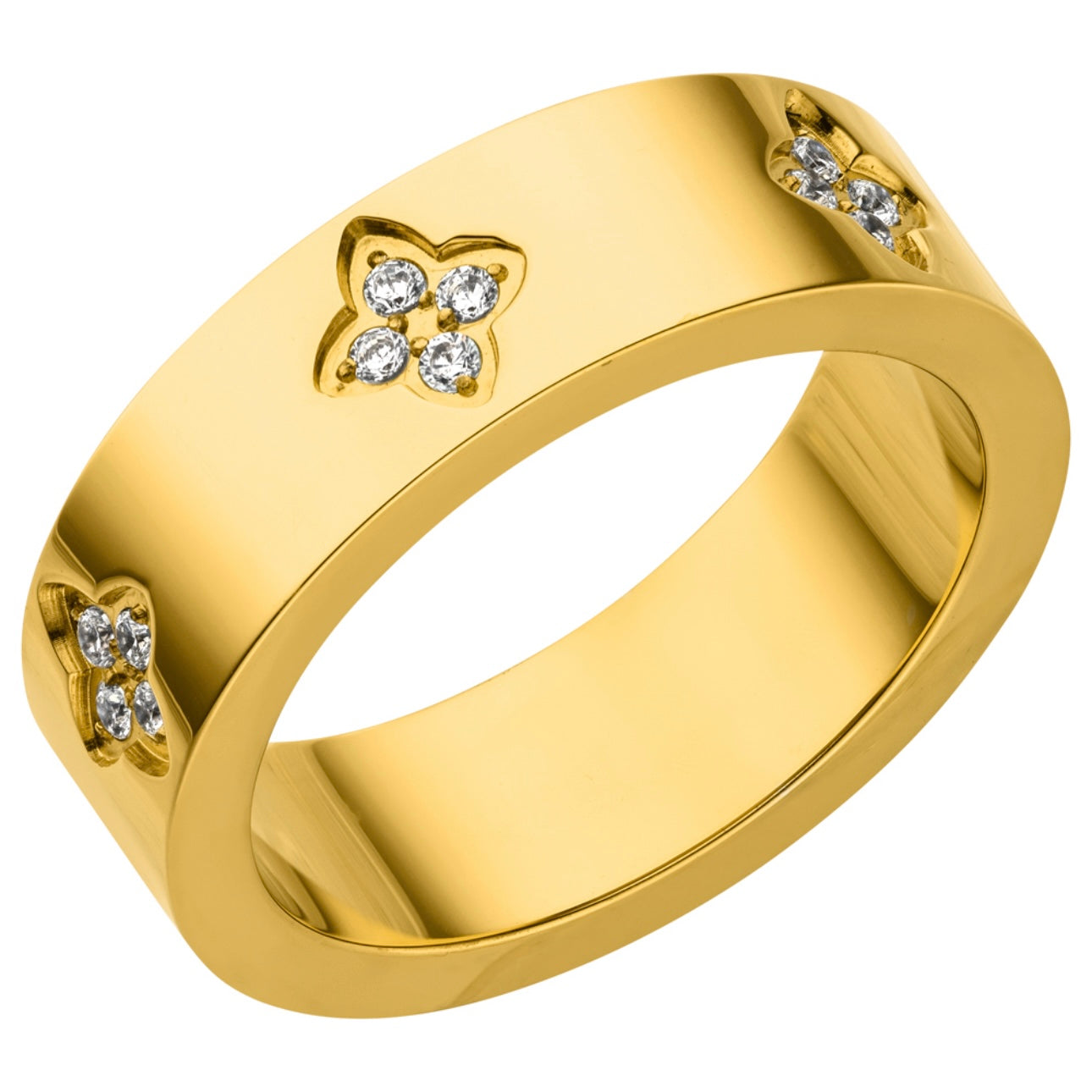 Entdecke unseren hochwertigen 18 Karat vergoldeten Malina Ring mit rundum stylischem Kleeblatt-Design.